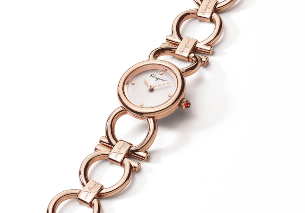 Dòng đồng hồ Salvatore Ferragamo nữ dây kim loại Double Gancini Round Watch 