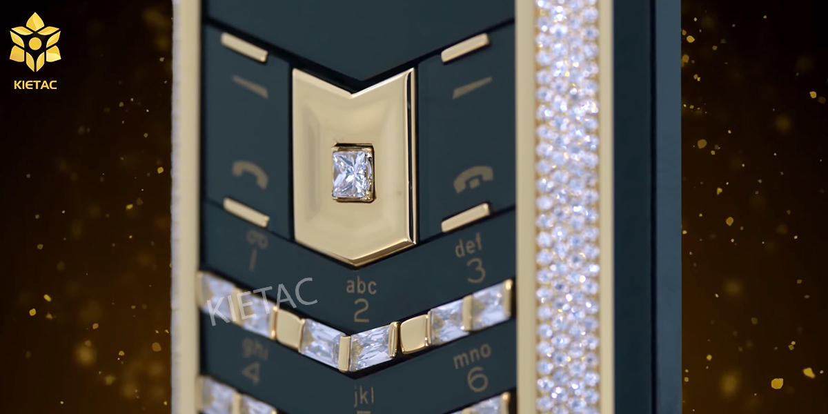 Đính kim cương gắn độ kim cương điện thoại Vertu Signature S Yellow Gold Full Diamond ảnh 2